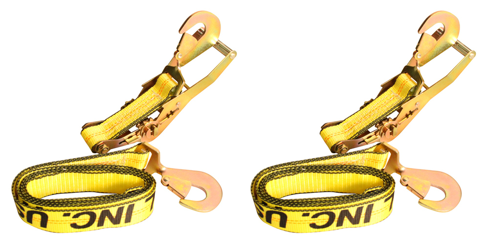 2 pc Twisted Snap Hook Tie Down Wheel Strap Ratchet Assembly Tow Trailer Cargo