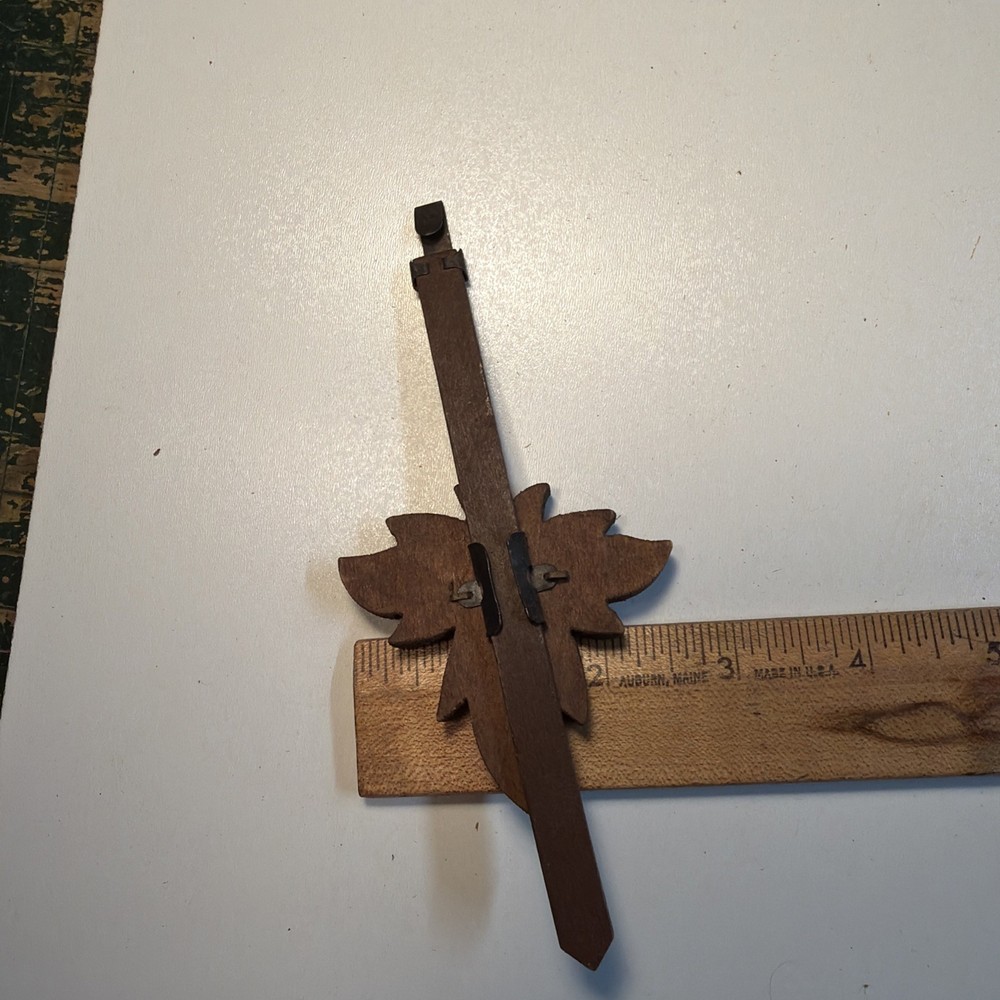 Vintage Germany Cuckoo Clock part Maple Leaf Wood Pendulum