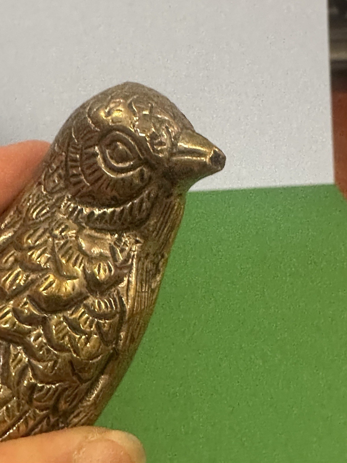 Vintage Solid Brass Bird Ronin? Figurine Peep
