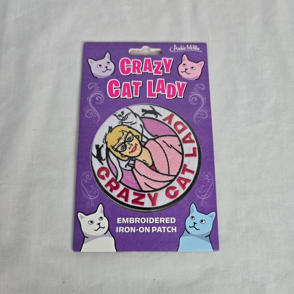 Crazy Cat Lady Patch & Gift Tag Stickers New