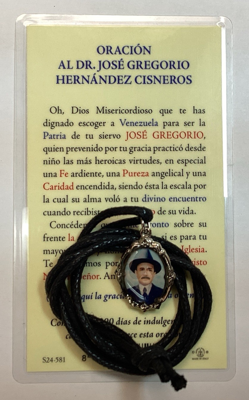 MEDALLA AL DR JOSE GREGORIO HERNANDEZ,MEDAL, FAVORS,HOLY CARD ESTAMPA.