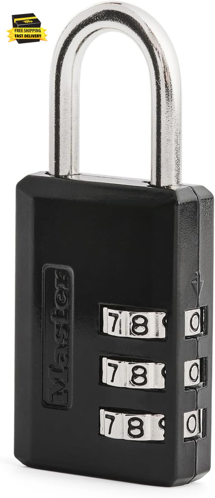 Black Combination Padlock, Indoor Gym Locker Lock with Customizable 3-Digit Code