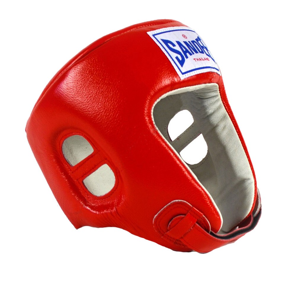 Sandee Open Face Leather Headgear - Small - Red/White
