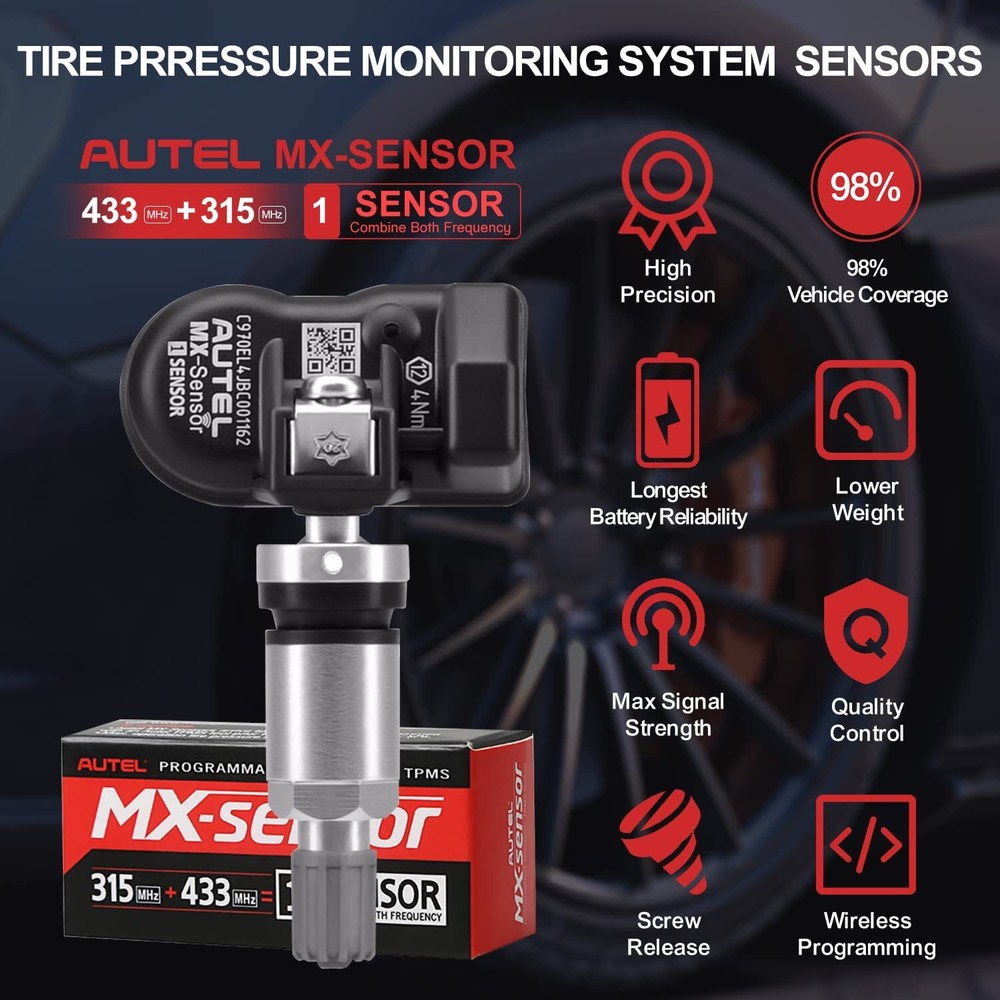 Autel MX-Sensor 315MHz&433MHz Programmable TPMS Universal Tire Pressure Sensor