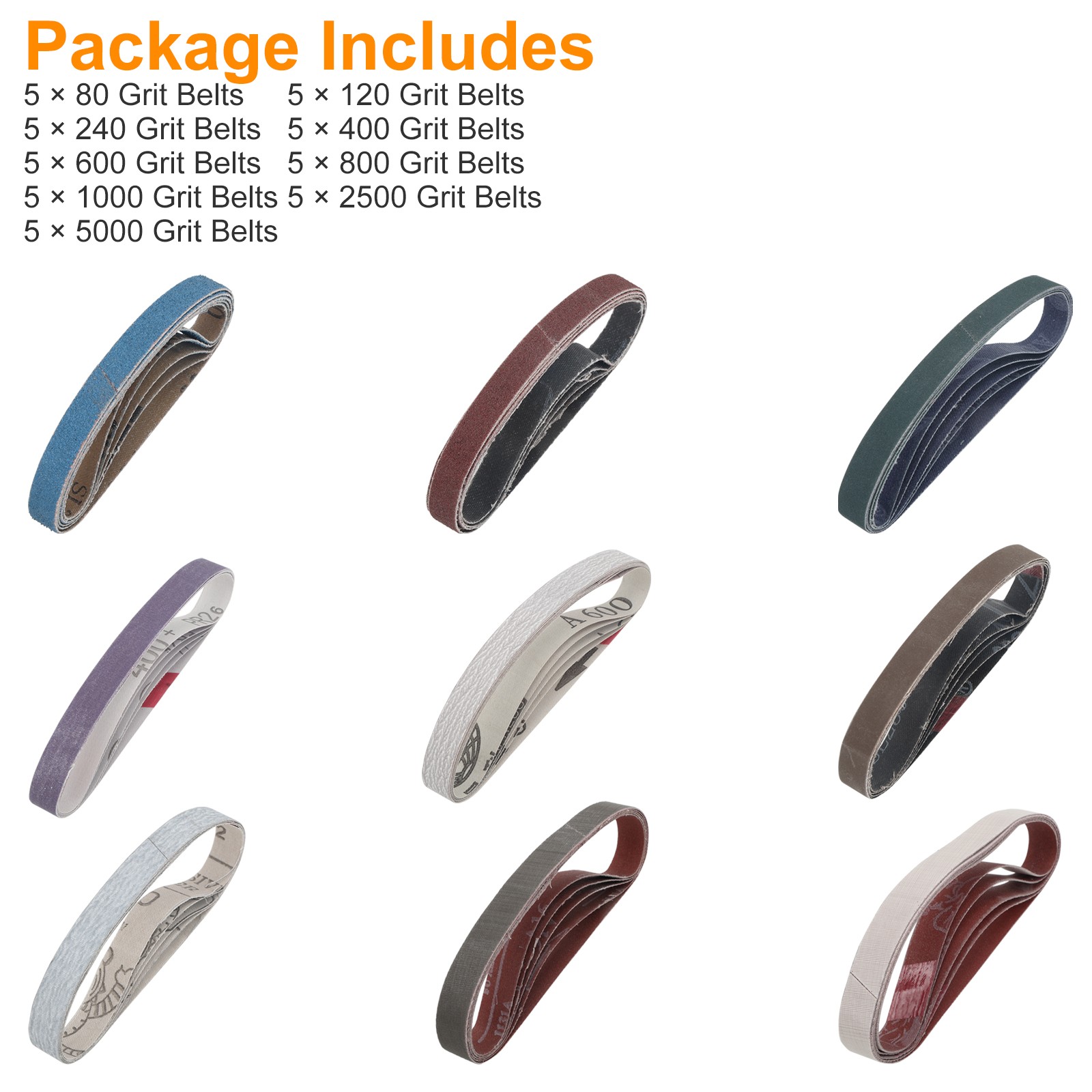 45Pcs 1/2" X 12"Replacement Sharpener Belt Kit For Work Sharp Knife 80-5000Grit