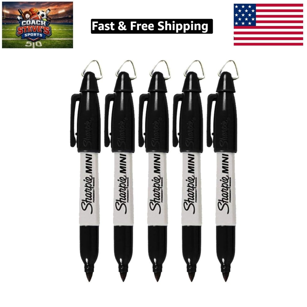 Mini Permanent Markers with Golf Keychain Clips, Fine Point, Black Ink, Pack ...