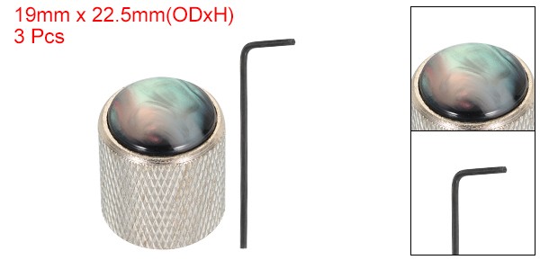 3Pcs 6mm Silver Metal Dome Knobs Black Shell Top