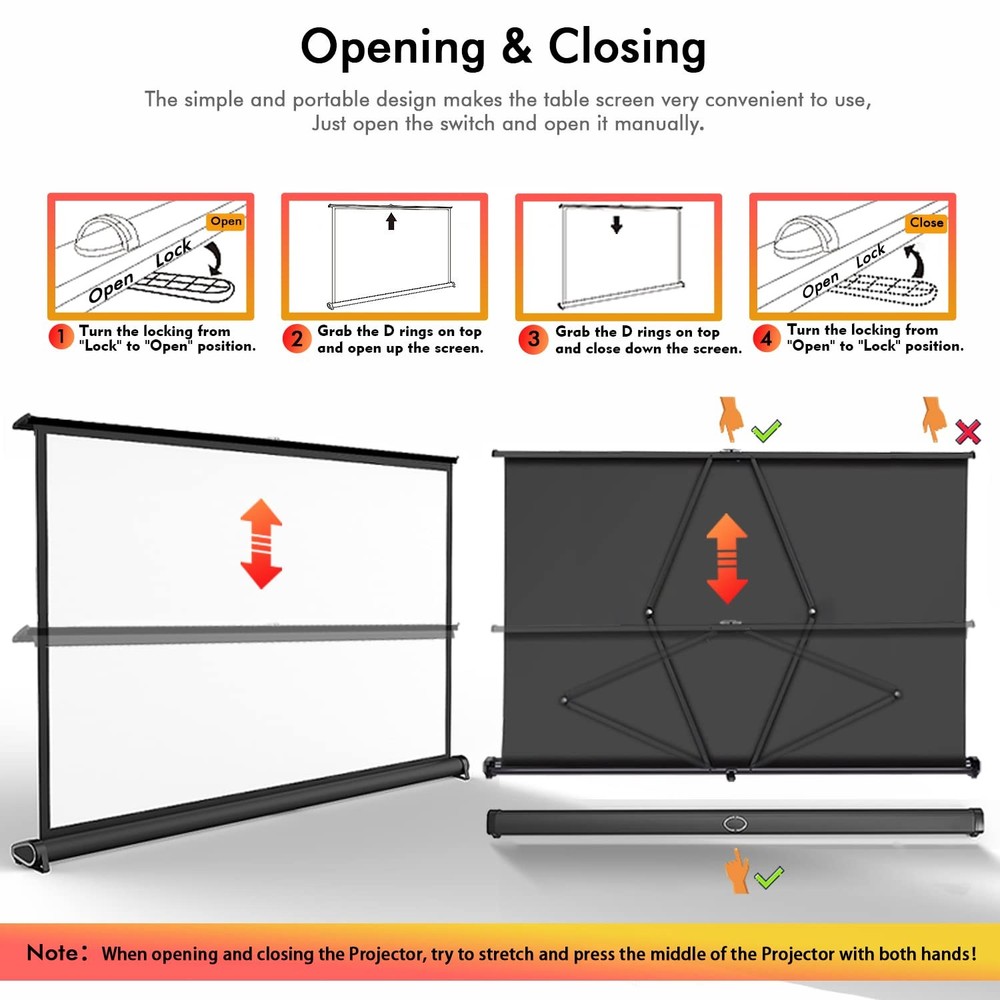 New Portable Mobile 50 Inch Projector Screen Pull Down, 16:9 Projector Screen...