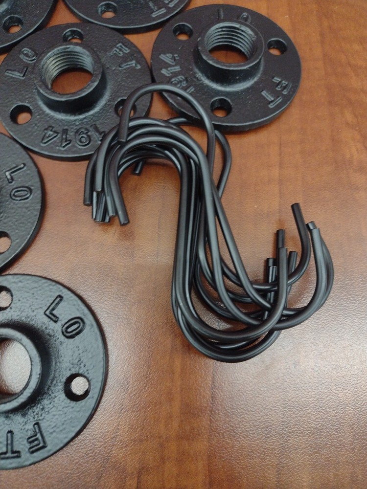 6pcs Industrial Clothes Rack, 12in, Rustic Black