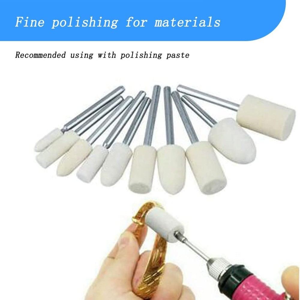 20 Pieces Compressed Wool Polishing Wheels Wool Felt Grinding Bits Buffing