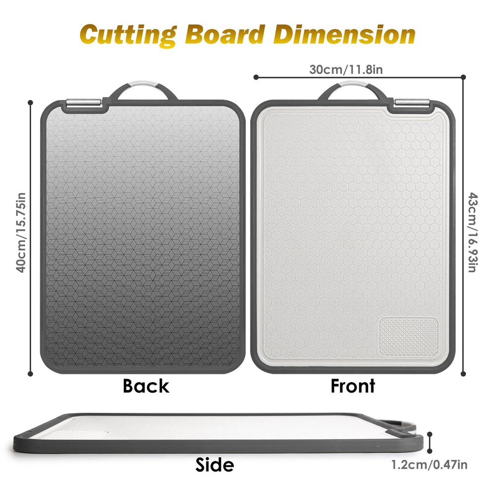 2Pcs Kitchen Cutting Board PP Chopping Board Cutting Board Mesh--Double Sided