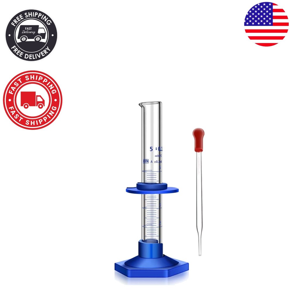 Clear 5ML Measuring Cylinder - Shatter-Proof Design with Plastic Base & Guards