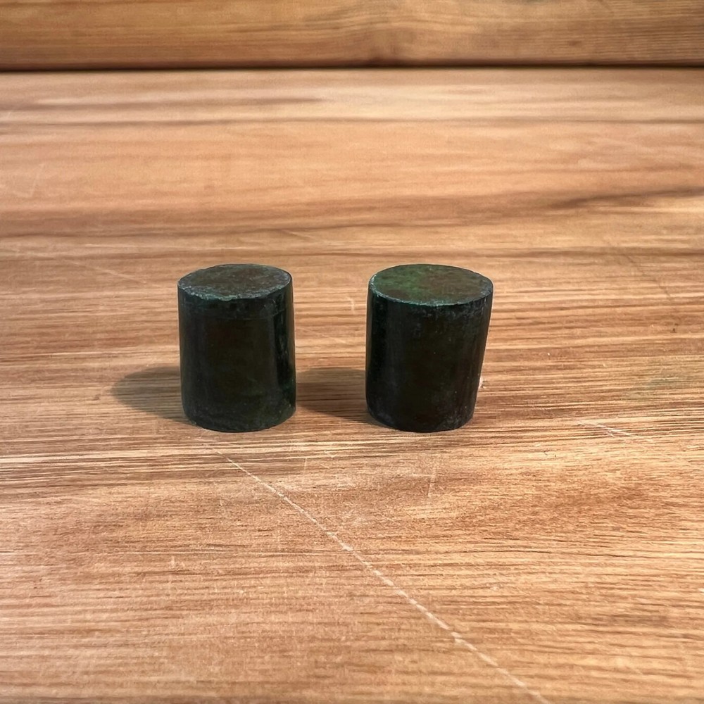 Antique Jade plugs / spacers in Brass case