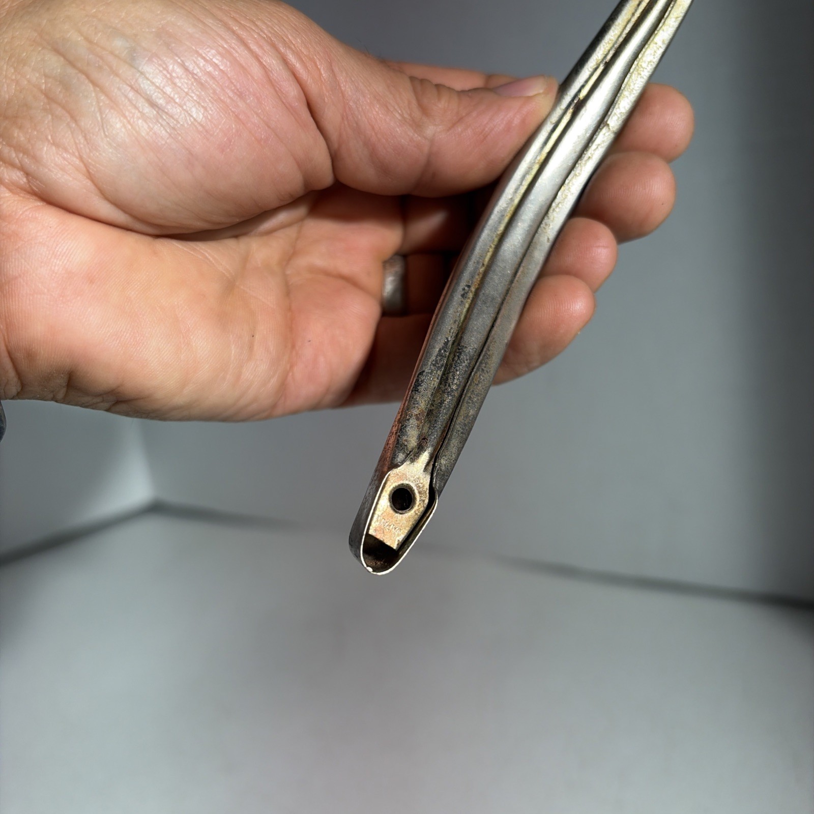 Vintage Single Mid Century Modern Silver Tone Metal Drawer Pull Handle Japan