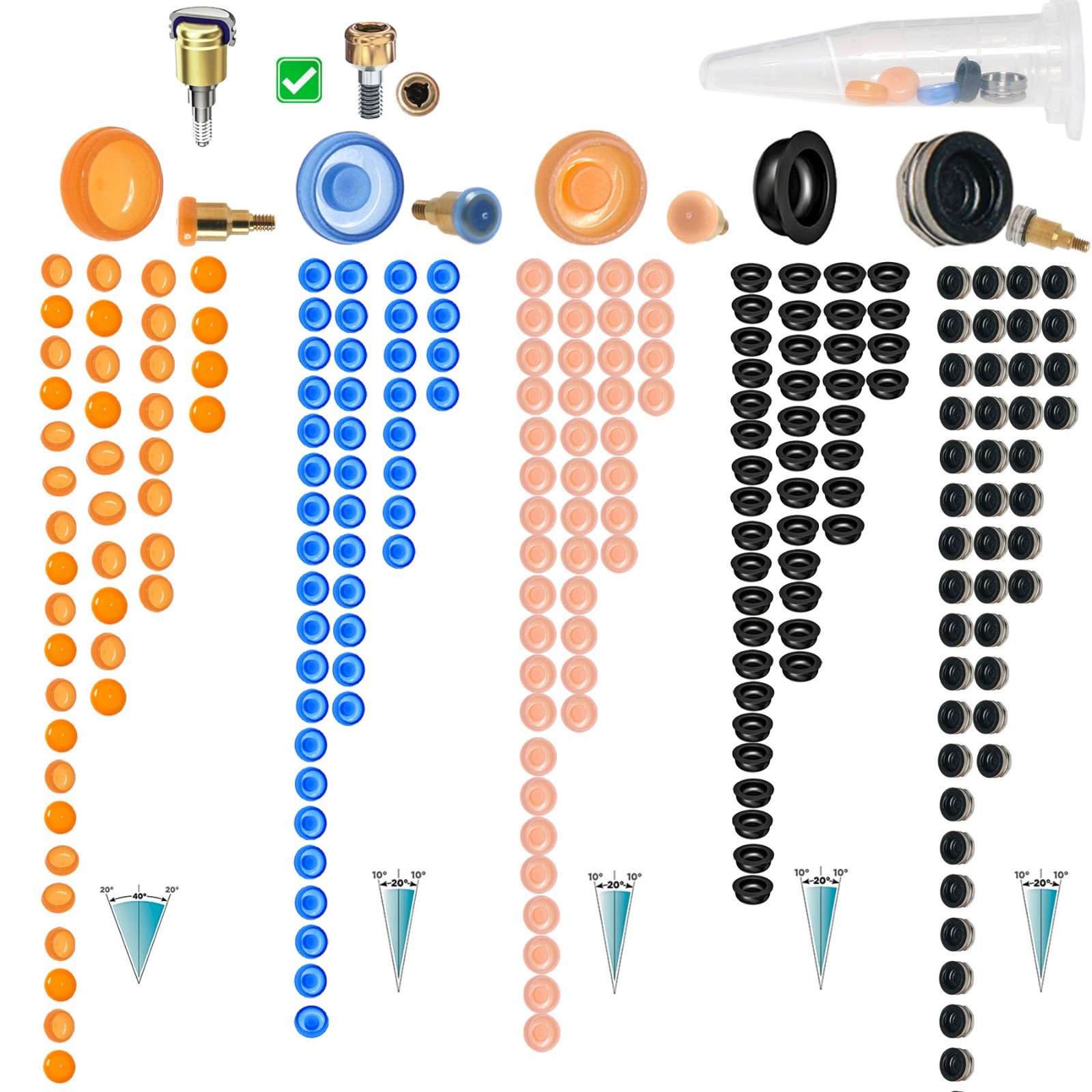 US Dental Overdenture Locator Abutment Implant Retention Cap Standard Inserts