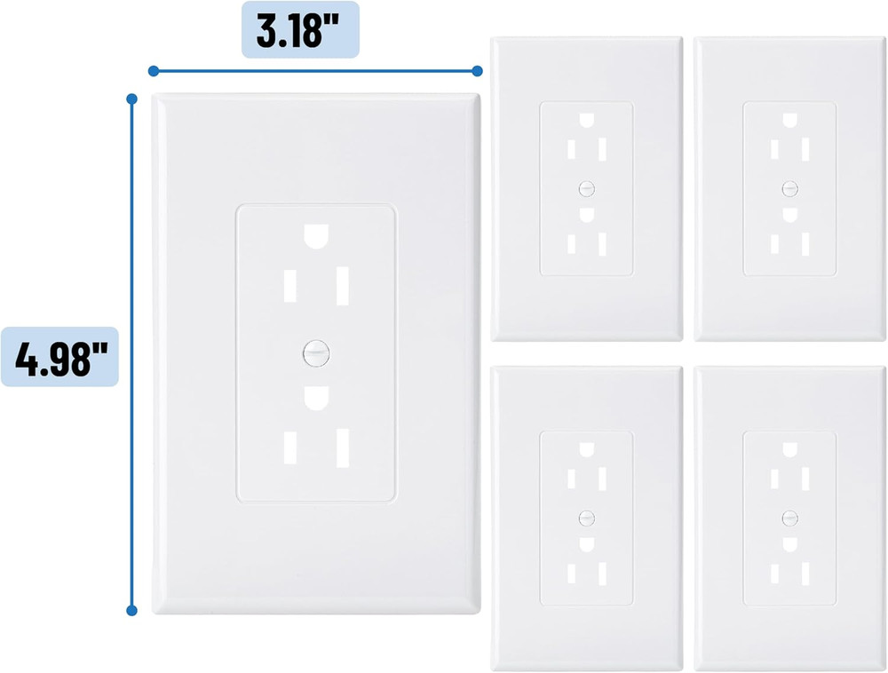 Bates Duplex Wall Outlet Covers - 10 Pack, White Wall Plates