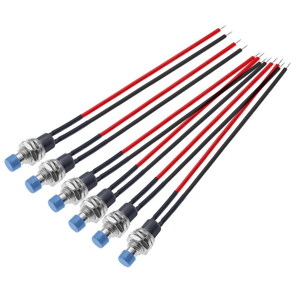6Pcs Small Momentary Push Button Switch, 1A 250V AC, Easy Install With Wires