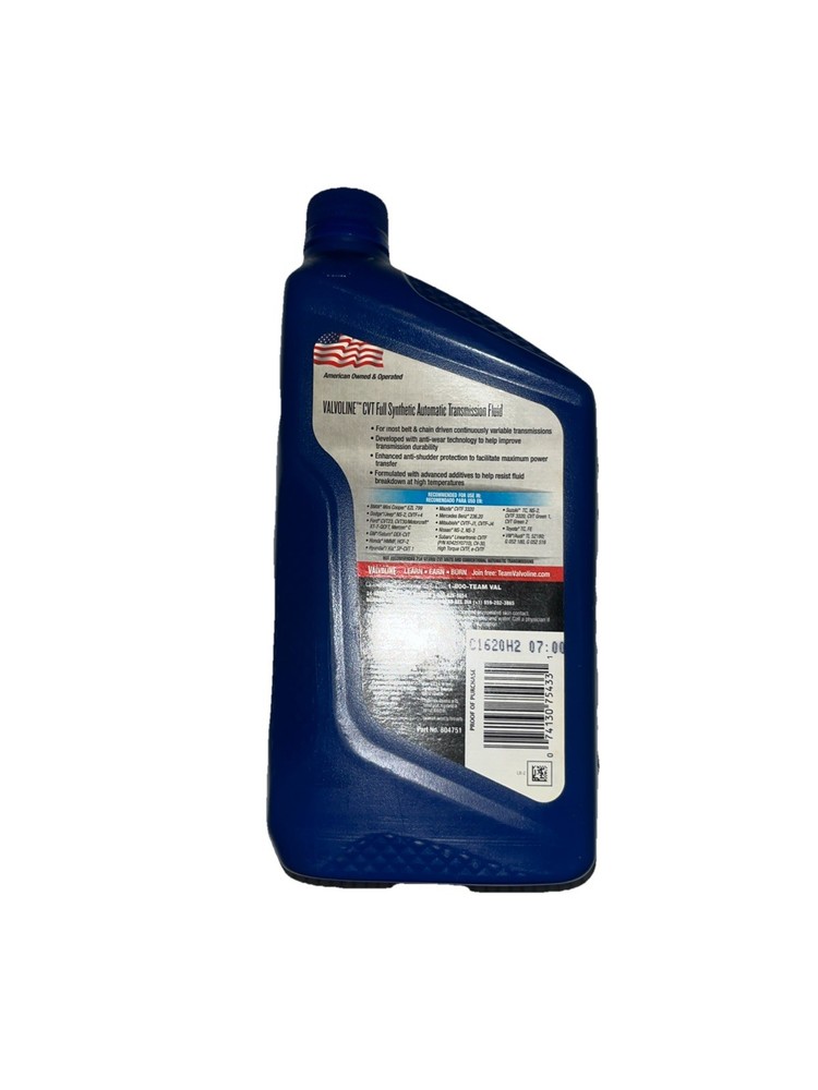 Valvoline CVT Full Synthetic Continuously Variable Transmission Fluid