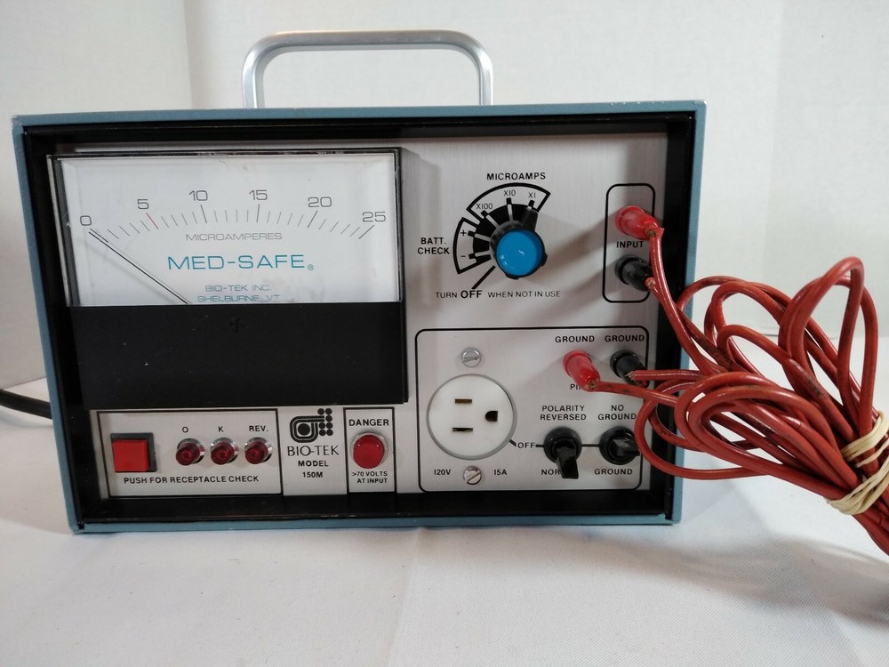 Vintage BIO-TEK MICROAMPERES MED-SAFE 150M METER MICROAMP ANALYZER READ DESCRIPT