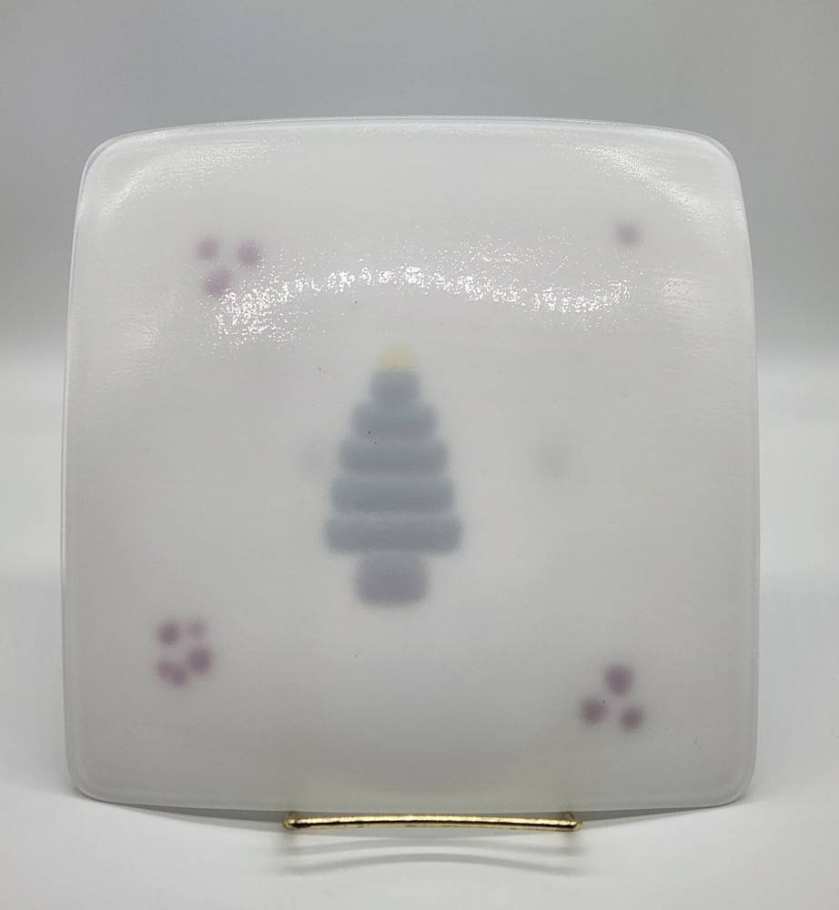 Square Christmas tree plate, serving plate, cookie plate, ~ 8.75" sq