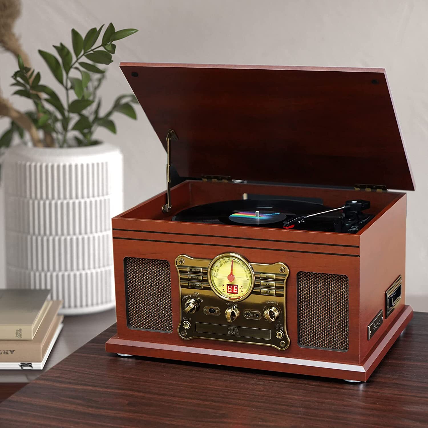 10-in-1 Bluetooth Record Player Multifunctional 3-Speed Turntable Vinyl Record