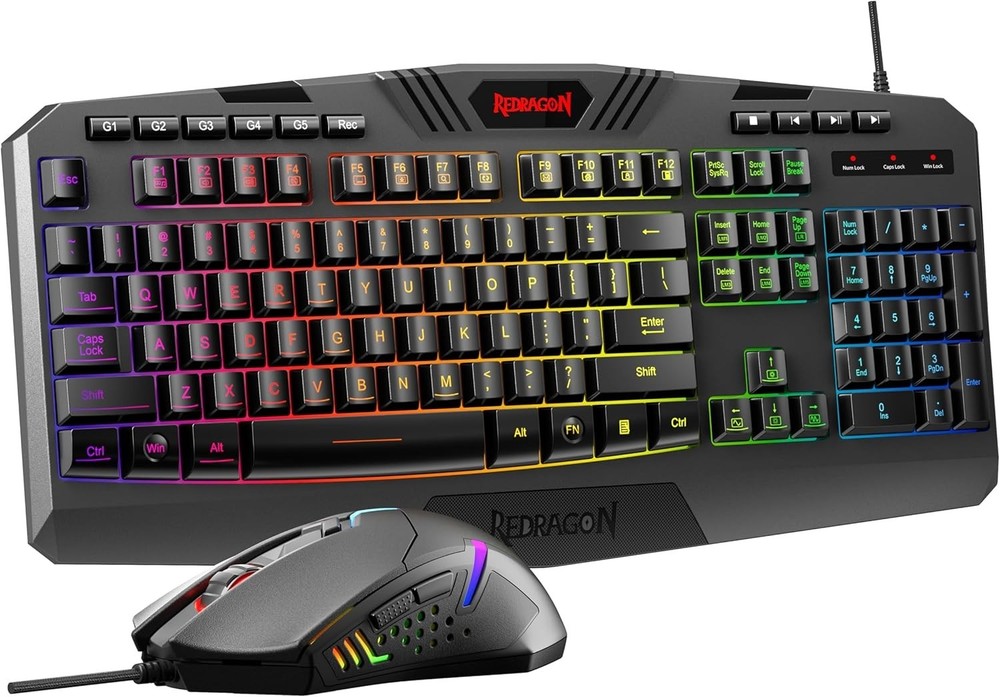 Pro Gaming Keyboard and Mouse Combo - RGB Backlit, Ergonomic + Macro Controls