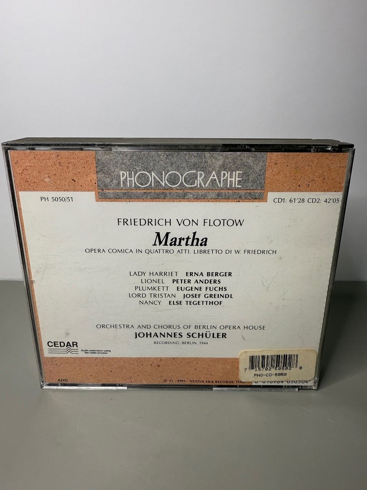 Phonographe CD Audio Martha Opera 2 Disc Set PH 5050/51