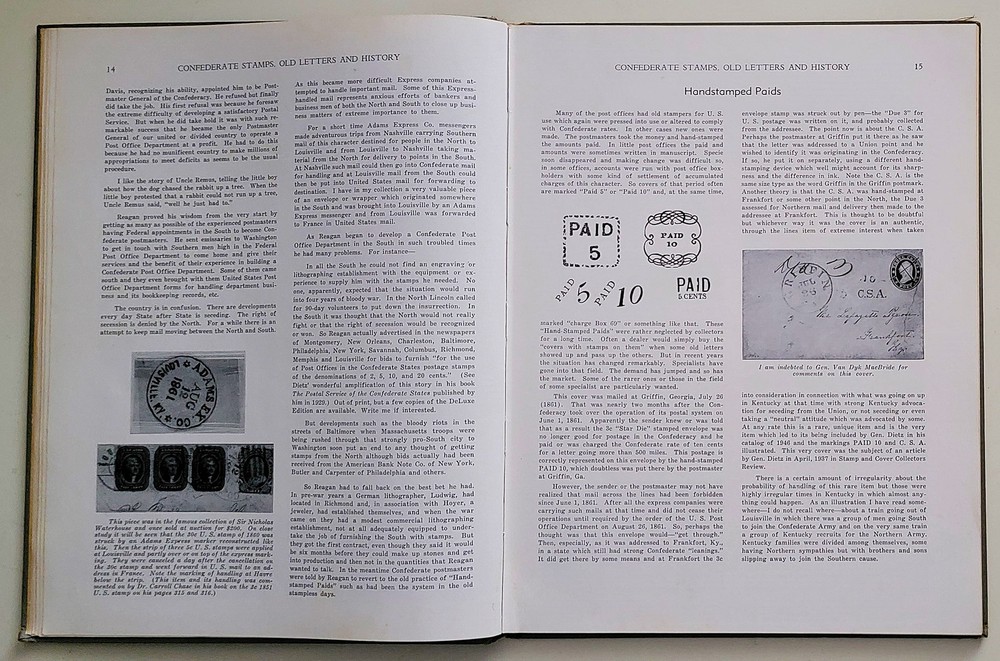 Confederate Stamps, Old Letters and History 1959 book SIGNED by Raynor Hubbell