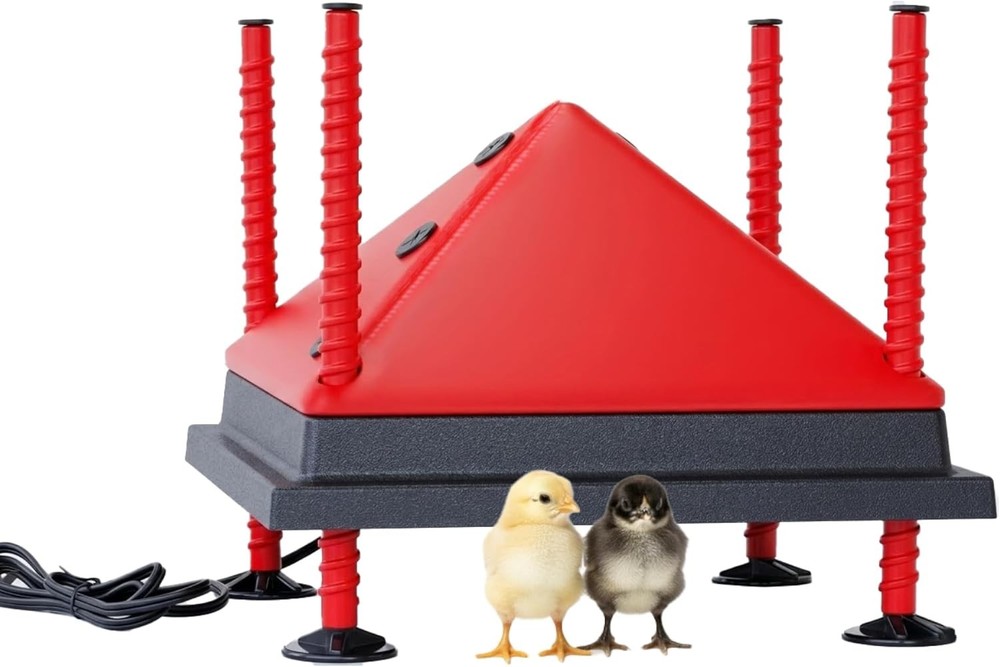 Adjustable chick brooder heating plate.