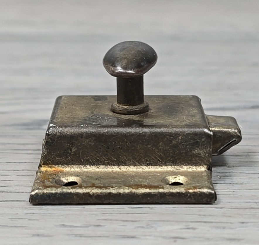 Antique Solid Brass Cabinet Latch T-Handle Spring Cupboard Turn Pantry Hardware