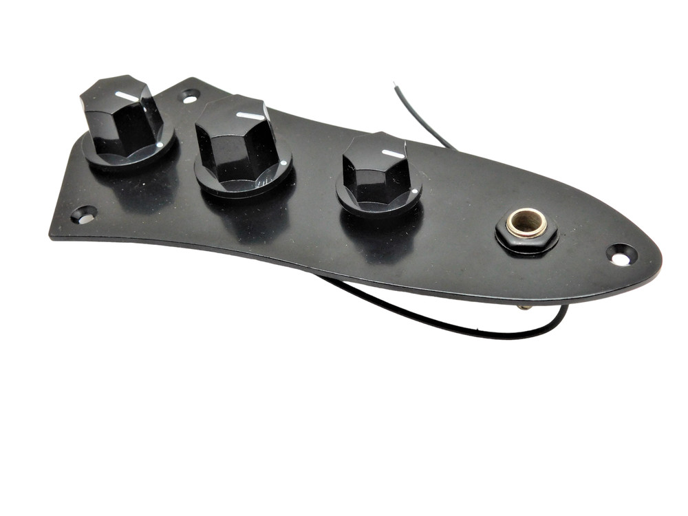 Prewired Jazz Bass Control plate..... Black with vintage style knobs