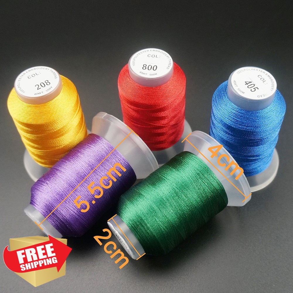 New brothread 63 Colors Polyester Embroidery Thread Kit 500M Spools
