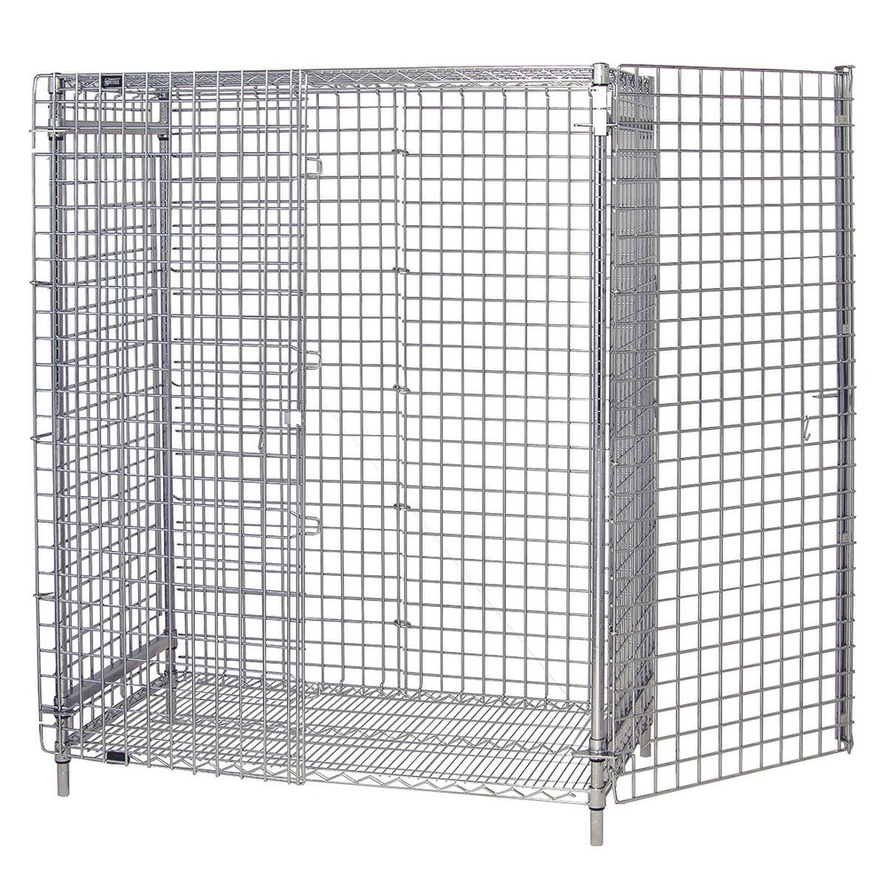 Quantum 1848-63SEC Chrome Stationary Security Unit with 2 Shelves, 18" x 48" ...