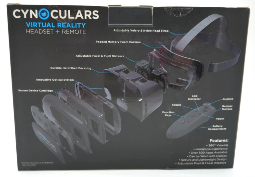 Cynoculars Virtual Reality Headset And Remote NEW OPEN BOX