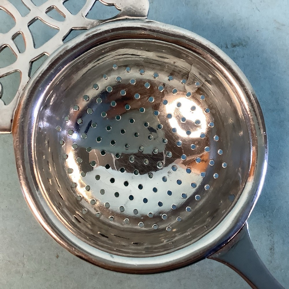 Antique English Silver Plated Tea Strainer 5 1/2”L