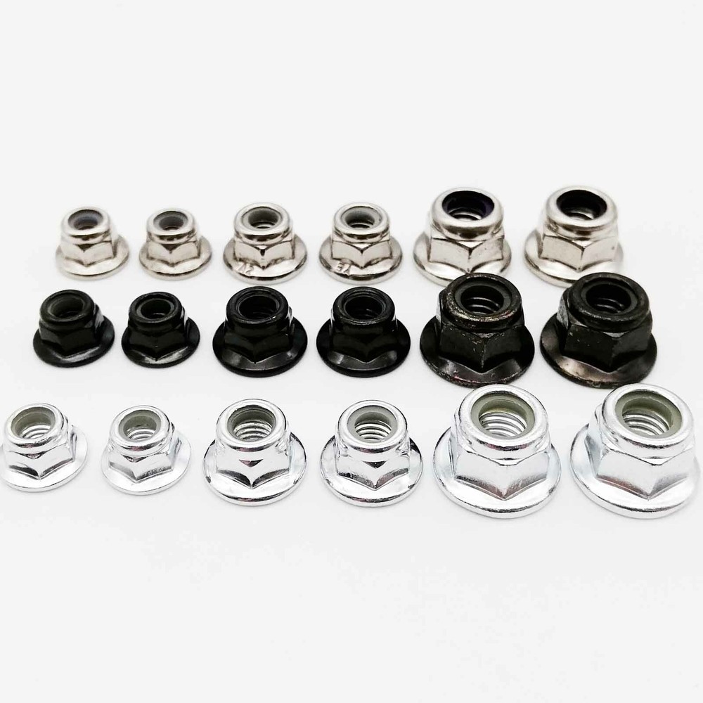 10/25X M3 M4 M5-M12 Hex Flange Nylon Insert Lock Nut Self-locking Nylock Locknut