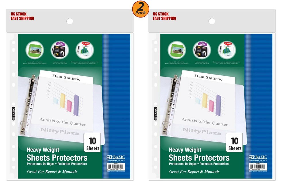 2 Pack - Heavy Weight Top Loading Sheet Protectors (10/Pack) Protect Your Papers