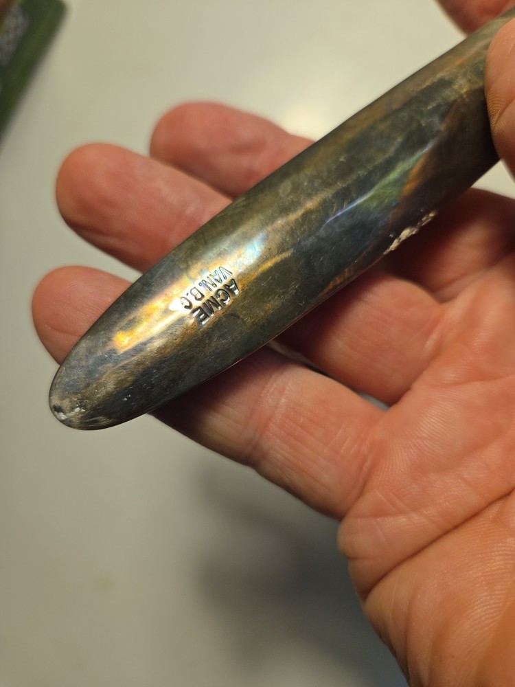 VINTAGE SILVER PLATE HAIDA TRIBE B.C. CANADA GREY ALIEN 2PC SERVING SET - 10.75"