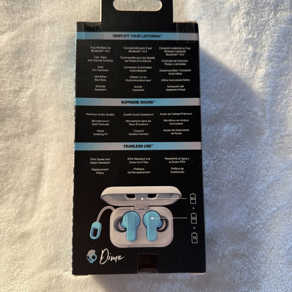 Skullcandy Dime Wireless In-Ear Headset - Light Gray/Blue