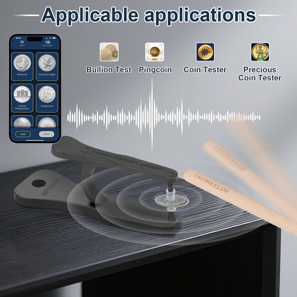 Coin Ping Tester Kit Gold & Silver, Portable & Technical Specifications Style
