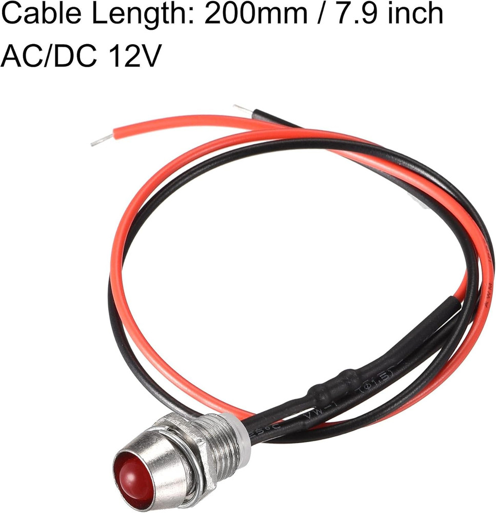 Uxcell LED Signal Indicator Lights AC/DC 24V 8Mm Panel Mount Metal Shell Warning
