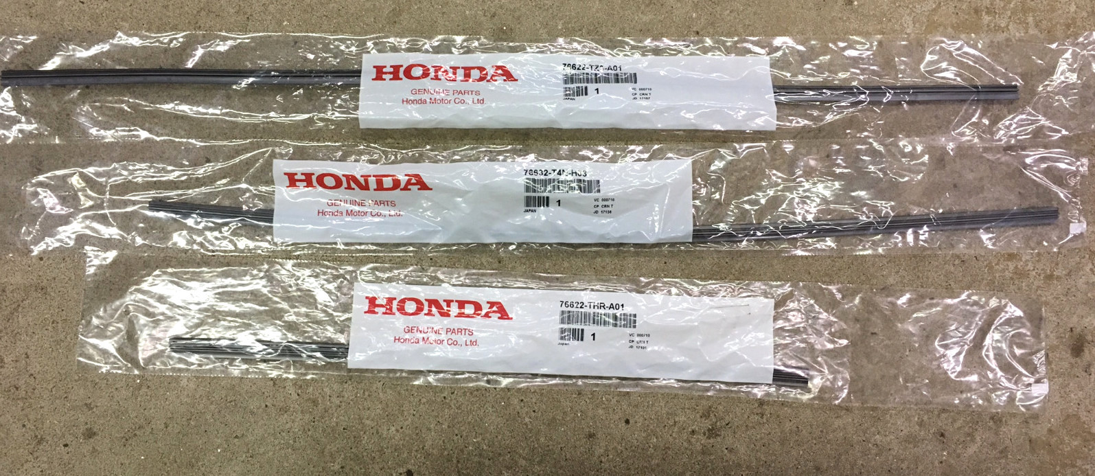 Genuine OEM Honda Odyssey Front & Rear Wiper Rubber Insert Set Inserts 2018-2026