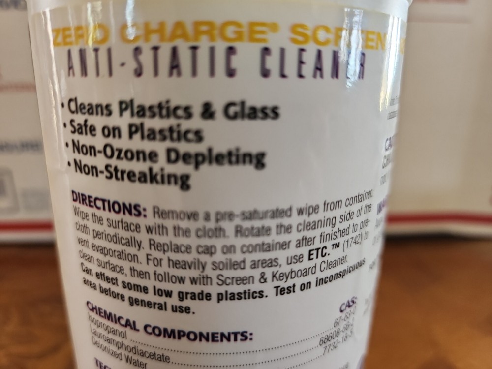 Techspray 1743-DSP Zero Charge Screen/Keyboard Cleaner Wipes NIP Priority Ship
