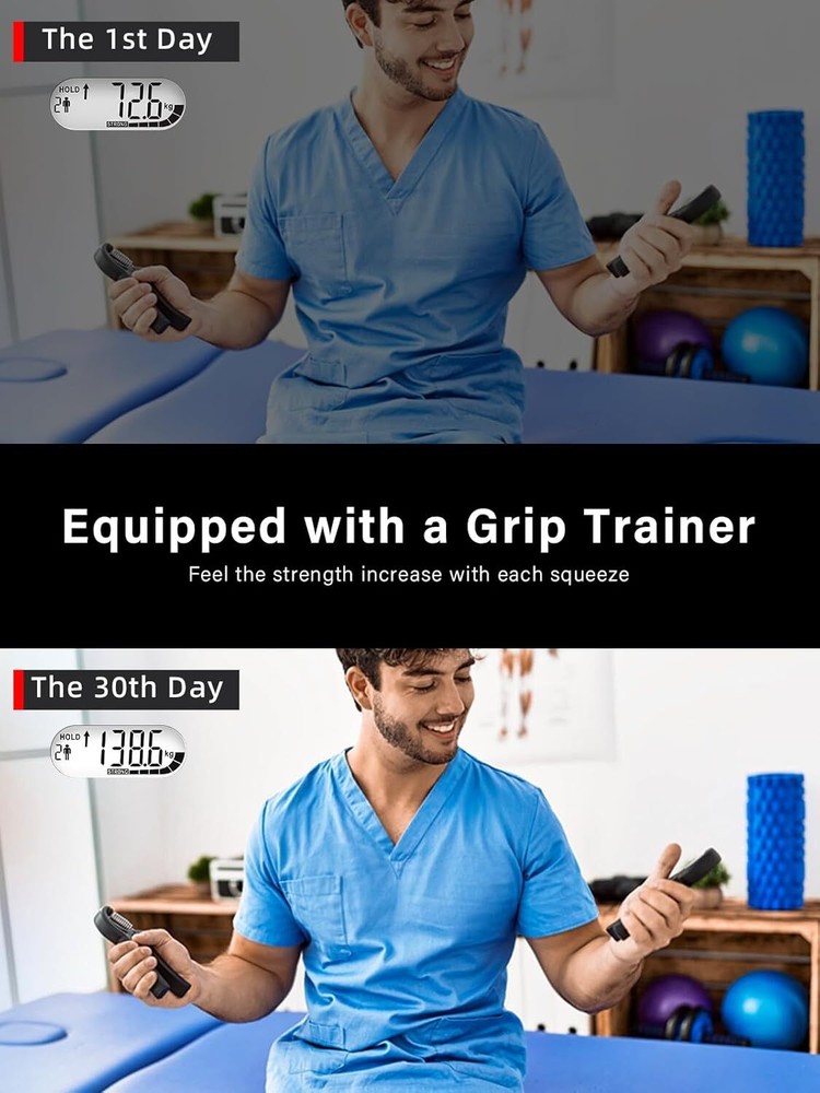Grip Test Trainer - 400 lb/180 kg Electronic Hand Dynamometer and Adjustable