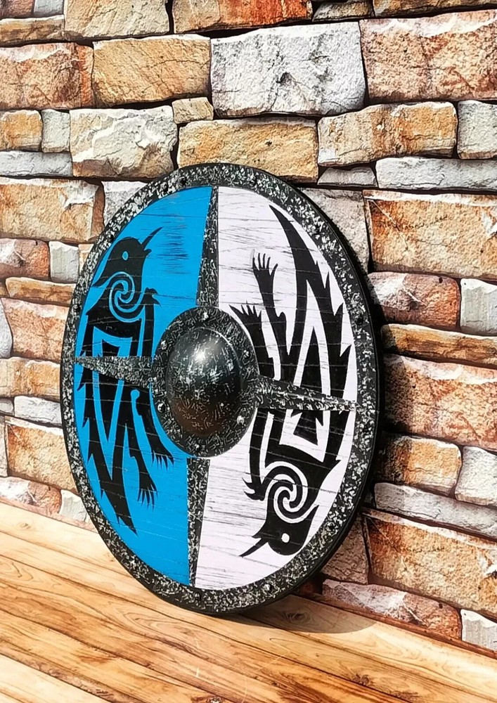 Medieval Authentic Raven Shield Battle worn Wooden Shield LARP Warrior Shield