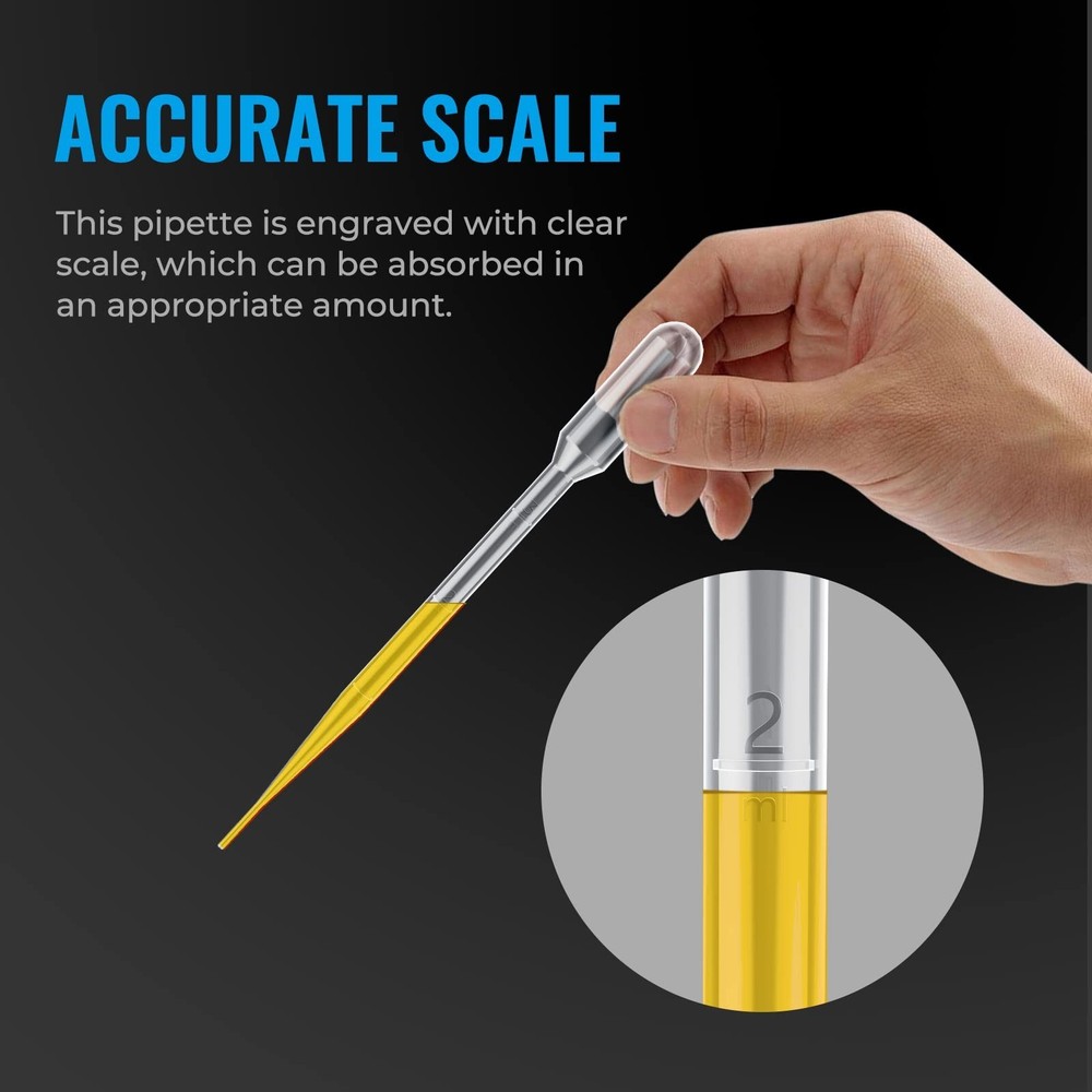 100Pcs 3mL Disposable Plastic Transfer Pipettes Calibrated Dropper for Scienc...