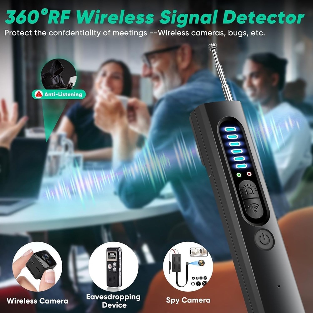 Hidden Camera Bug Detector AntiSpy Finder GPS Tracking Device Hotel Black