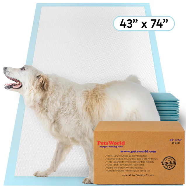 PETSWORLD Premium Extra Large Dog Pee Pads (43" x 74")Jumbo Puppy Training Pads