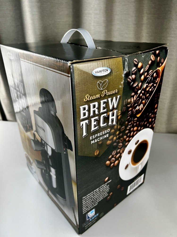 BREW TECH Hampton Espresso Machine Compact Design Steam Power Stainless Steel
