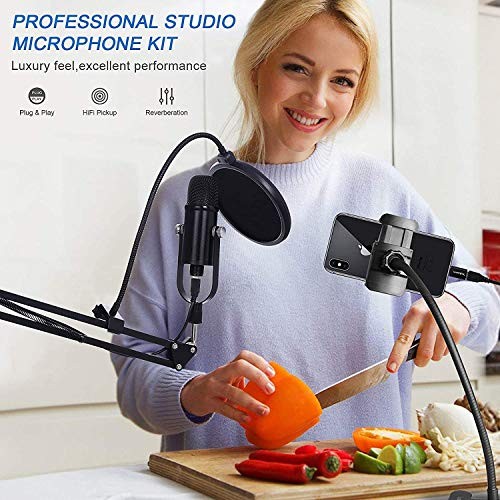 USB Microphone Condenser Computer PC Gaming Mic Podcast Microphone Kit black B